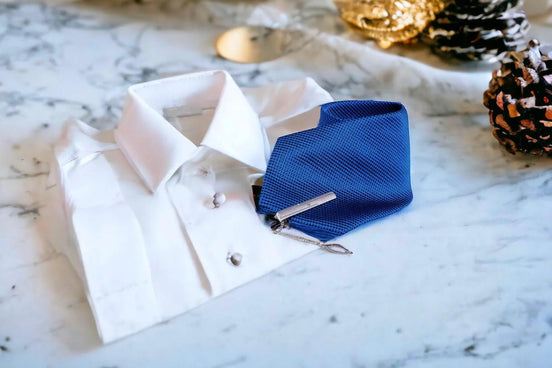 Cravate en soie bleue Mike Ross – cravate de notaire homme élégante - Roaring 20s Paris