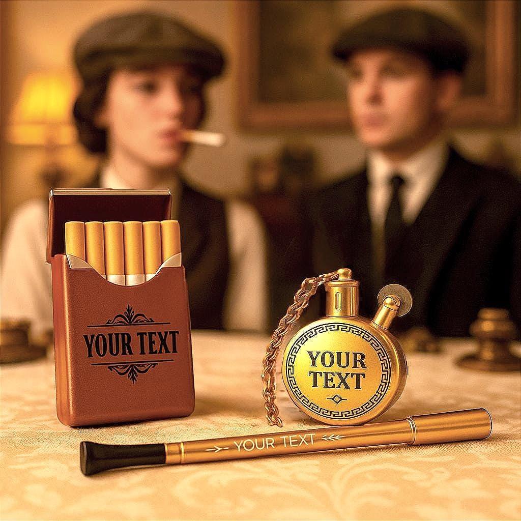 Ensemble fumeur personnalisé D – briquet, porte et étui cigarette chic - Roaring 20s Paris