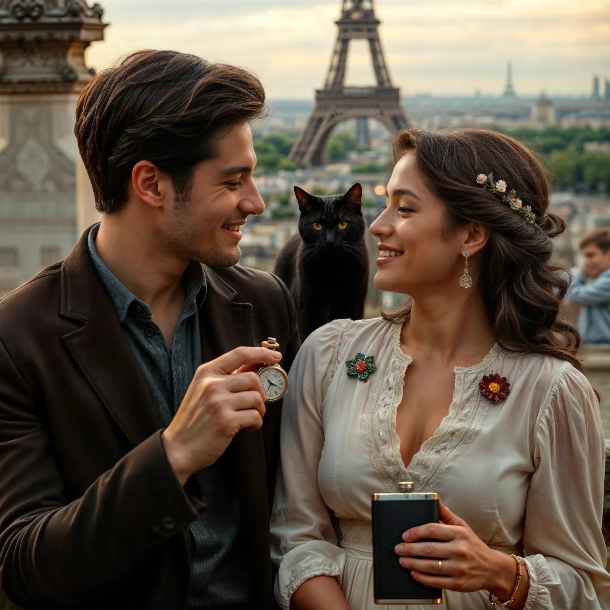 Flasque whisky de poche personnalisé acier E, monogramme, date, nom - Roaring 20s Paris