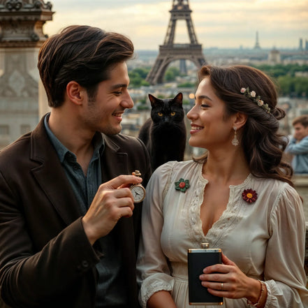 Flasque whisky de poche personnalisé acier E, monogramme, date, nom - Roaring 20s Paris