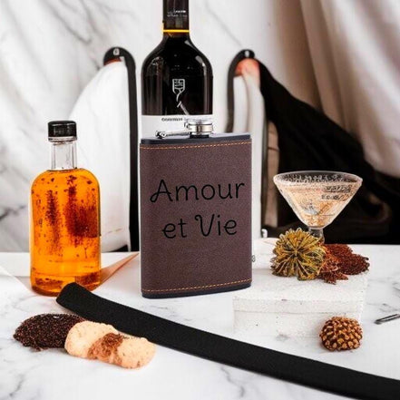 Flasque whisky personnalisée en cuir acier M.B. Shelby – cadeau homme - Roaring 20s Paris
