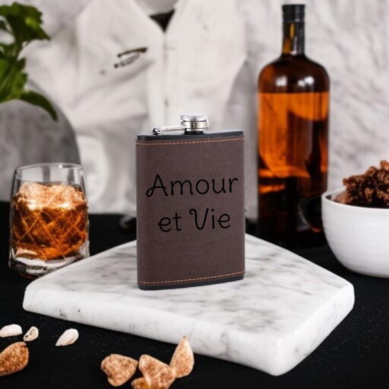 Flasque whisky personnalisée en cuir acier M.B. Shelby – cadeau homme - Roaring 20s Paris