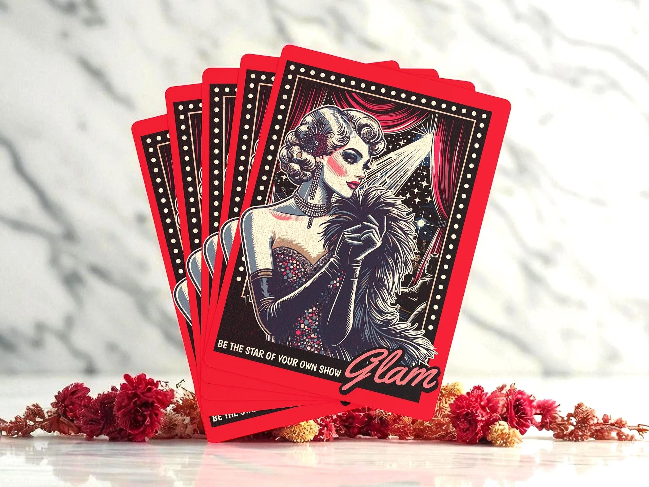 Jeu de poker femme glamour imprimé mode 1920, jeu de cartes cadeau - Roaring 20s Paris