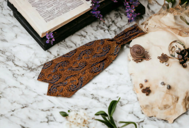 Lavallière foulard soie jaune Gary Cooper - Cravate de notaire homme - Roaring 20s Paris