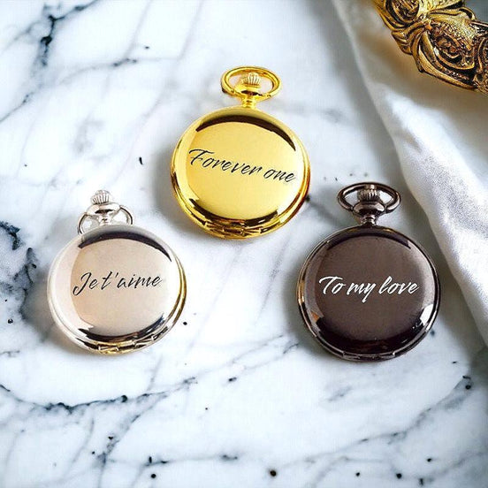 Montre Gousset personnalisée - montre de poche à pile acier or Shelby - Roaring 20s Paris