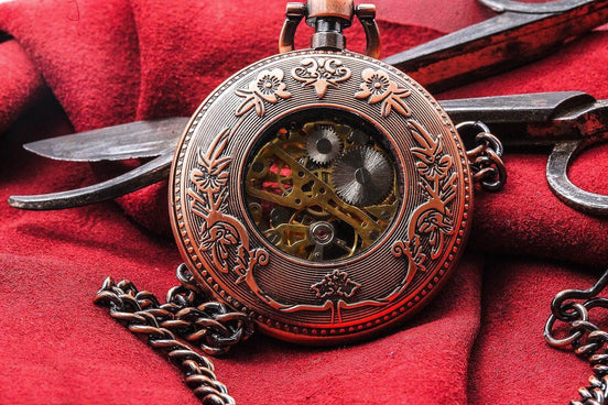 Montre de poche Lamartine acier squelette – cadeau anniversaire unique - Roaring 20s Paris