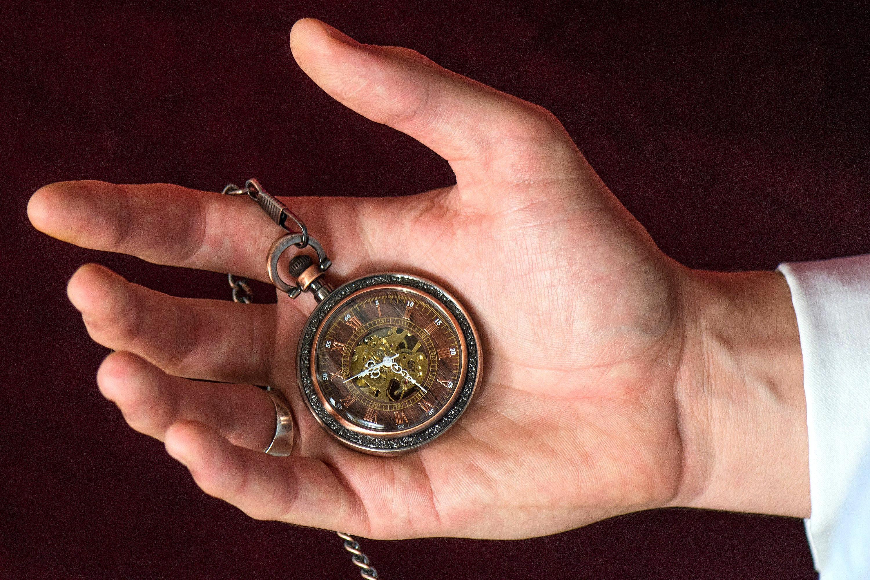 Montre de poche Lamartine acier squelette – cadeau anniversaire unique - Roaring 20s Paris