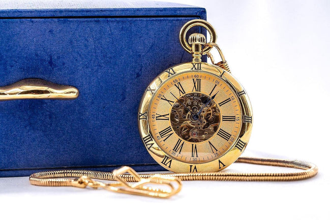 Montre gousset personnalisée Bogert or squelette – idée cadeau élégant - Roaring 20s Paris