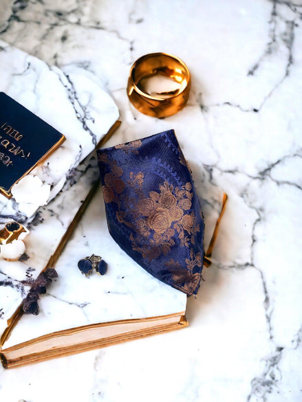 Mouchoir de poche costume en soie bleu Gemi – idée cadeau élégant - Roaring 20s Paris