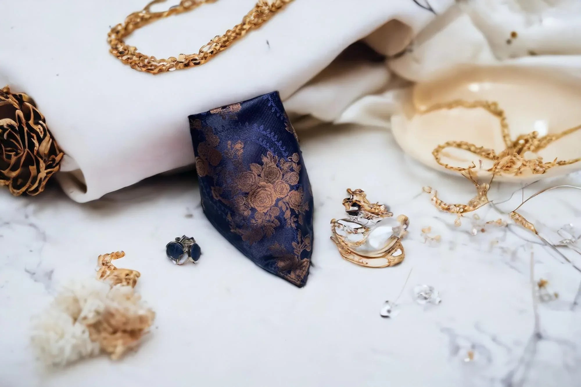 Mouchoir de poche costume en soie bleu Gemi – idée cadeau élégant - Roaring 20s Paris