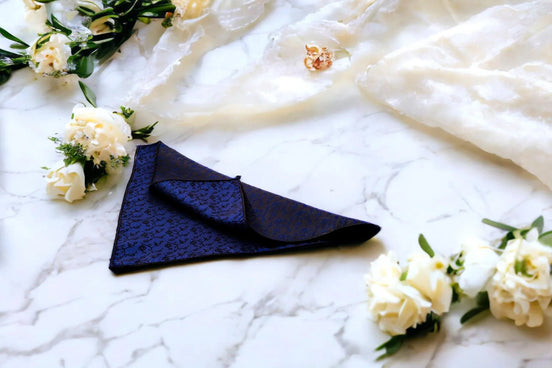 Mouchoir de poche costume mariage, pochette veste soie bleu D.Gray - Roaring 20s Paris