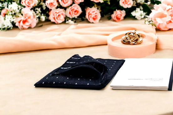 Mouchoir de poche costume mariage, pochette veste soie noir I.Crane - Roaring 20s Paris