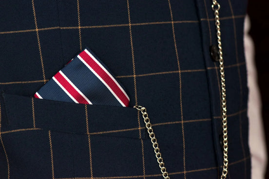 Mouchoir de poche costume mariage, pochette veste soie rayés Mycroft - Roaring 20s Paris