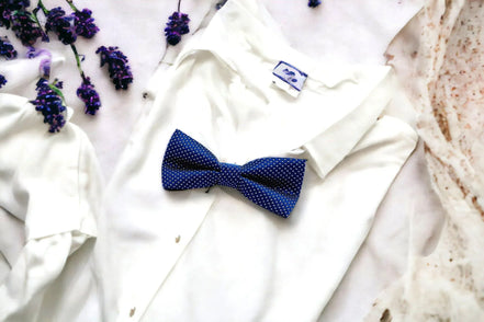 Nœud papillon soie bleu pois B.Archibald – accessoire costume chic - Roaring 20s Paris