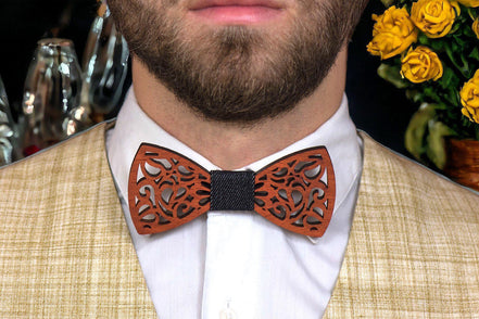 Noeud papillon bois A - accessoire mariage bohème chic costume homme - Roaring 20s Paris