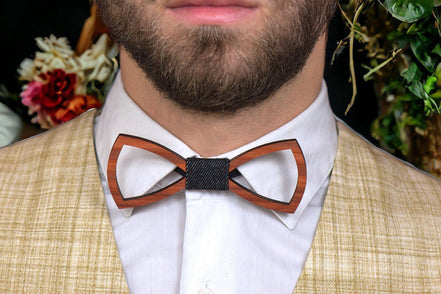 Noeud papillon bois J - accessoire costume homme mariage bohème chic - Roaring 20s Paris