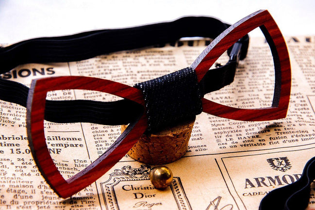 Noeud papillon bois J - accessoire costume homme mariage bohème chic - Roaring 20s Paris