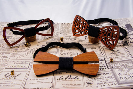 Noeud papillon bois J - accessoire costume homme mariage bohème chic - Roaring 20s Paris