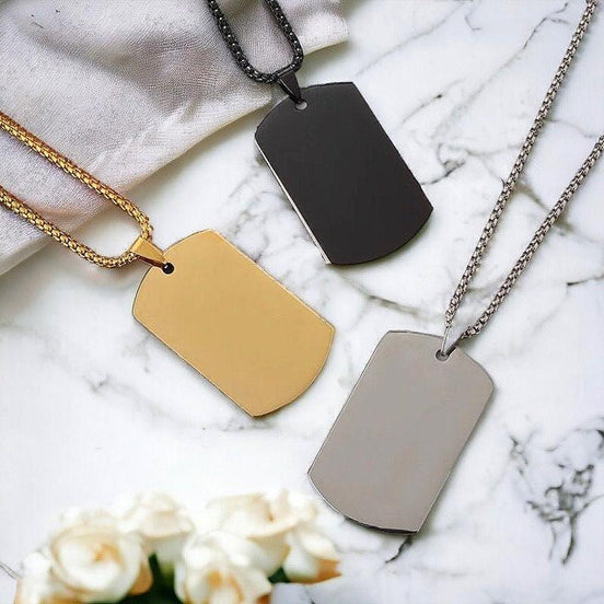 Plaque militaire personnalisé A.Shelby en acier – collier prénom gravé - Roaring 20s Paris