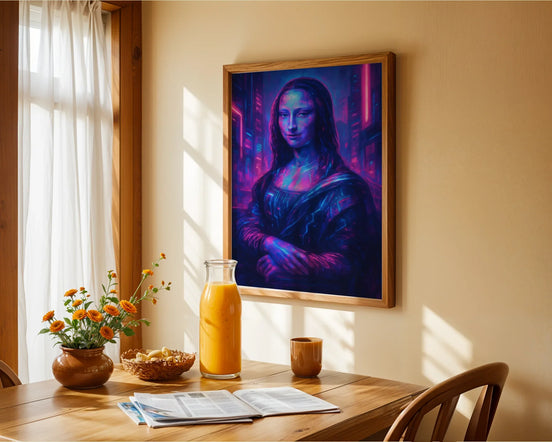 Poster art mural Mona Lisa futuriste, affiche ancien digital cyberpunk - Roaring 20s Paris