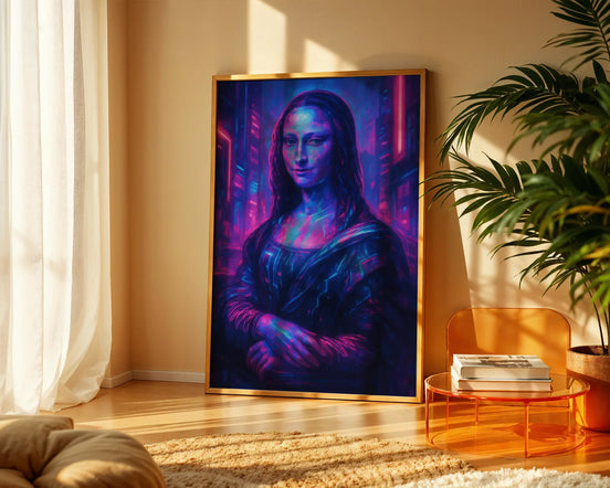 Poster art mural Mona Lisa futuriste, affiche ancien digital cyberpunk - Roaring 20s Paris