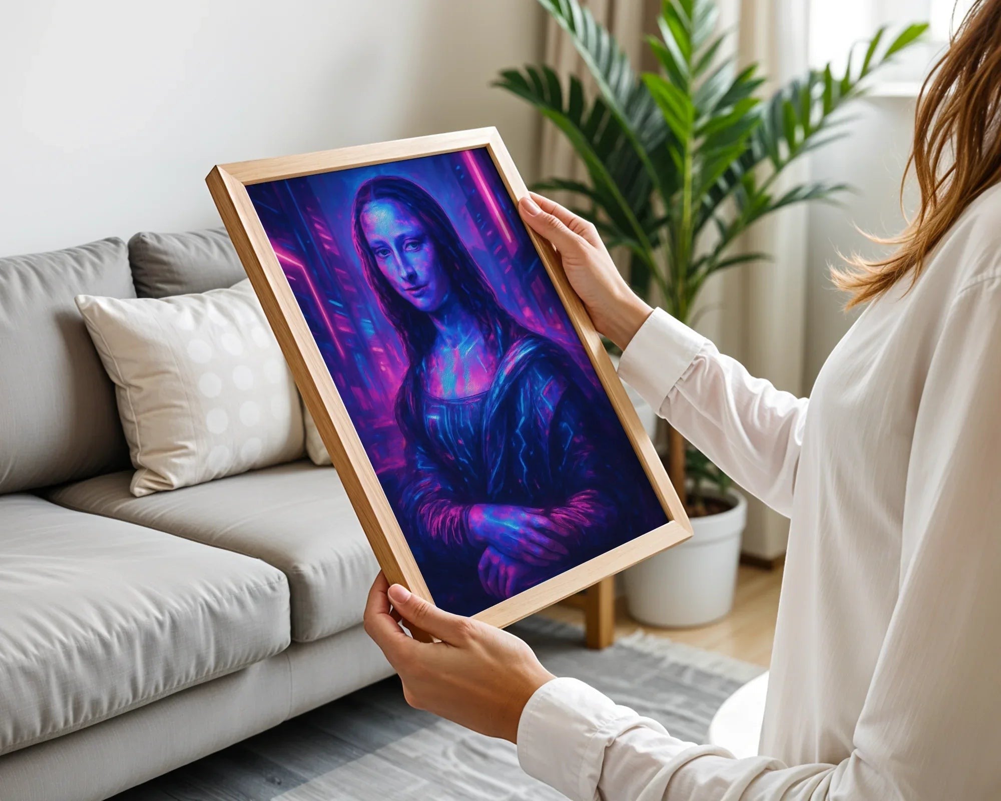 Poster art mural Mona Lisa futuriste, affiche ancien digital cyberpunk - Roaring 20s Paris