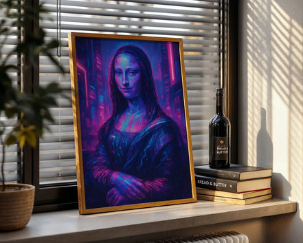 Poster art mural Mona Lisa futuriste, affiche ancien digital cyberpunk - Roaring 20s Paris