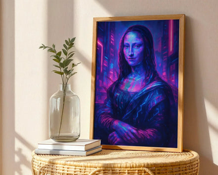 Poster art mural Mona Lisa futuriste, affiche ancien digital cyberpunk - Roaring 20s Paris