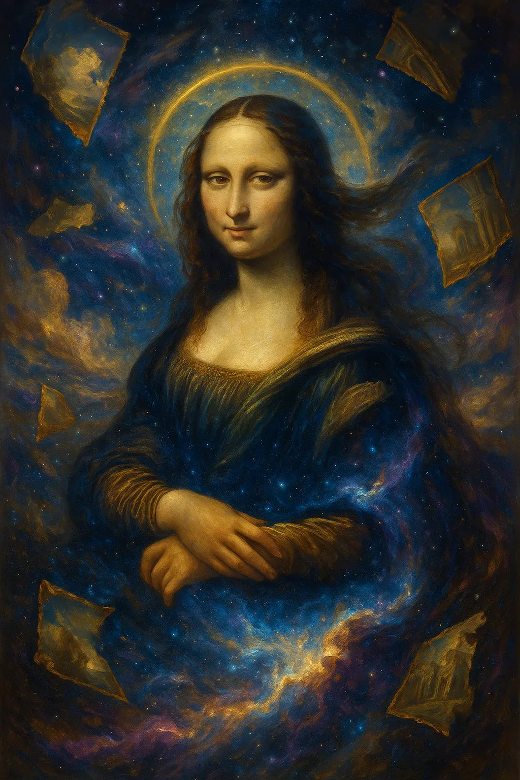 Poster art mural mona lisa cosmique, illustration 1920 renaissance - Roaring 20s Paris