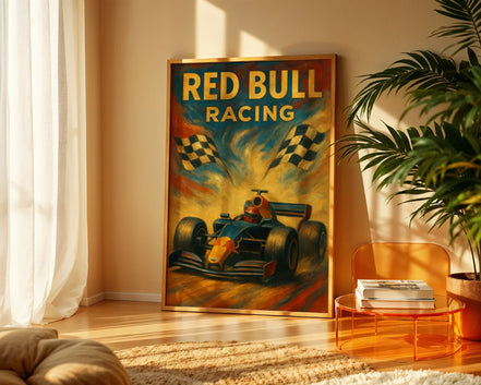 Redbull racing poster digital F1, affiche rétro ancienne formule 1 - Roaring 20s Paris