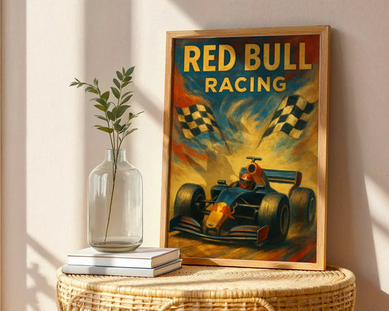 Redbull racing poster digital F1, affiche rétro ancienne formule 1 - Roaring 20s Paris