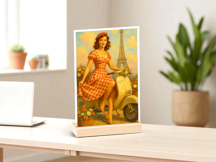 Tableau amour Paris Vespa style vintage, présentoir personnalisable - Roaring 20s Paris