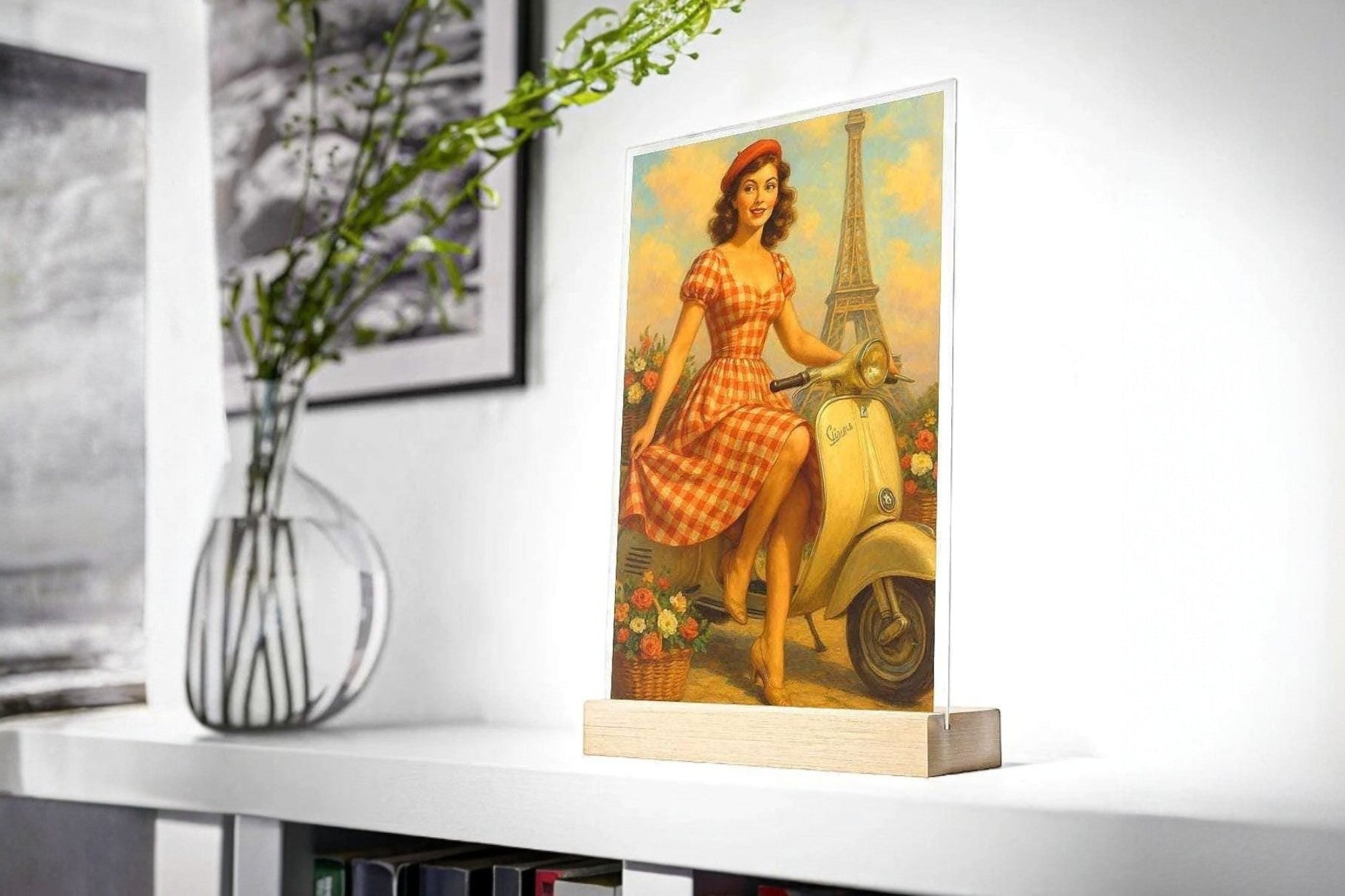 Tableau amour Paris Vespa style vintage, présentoir personnalisable k1qbj8-tb.myshopify.com presentoir acrylique chevet, presentoir ancien broadway, presentoir cadeau custom, presentoir cadeau original, presentoir logo custom idee, presentoir table de nuit idee, tableau amour paris vespa, tableau amour theatre, tableau chevet vintage, tableau enfant chambre idee, tableau table nuit mode 1920, tableau table salon francais, tableau vintage romantique