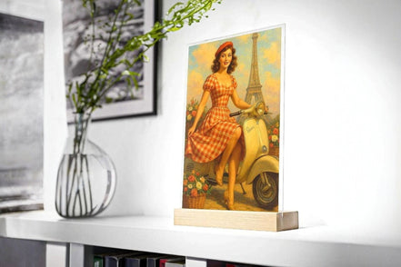 Tableau amour Paris Vespa style vintage, présentoir personnalisable k1qbj8-tb.myshopify.com presentoir acrylique chevet, presentoir ancien broadway, presentoir cadeau custom, presentoir cadeau original, presentoir logo custom idee, presentoir table de nuit idee, tableau amour paris vespa, tableau amour theatre, tableau chevet vintage, tableau enfant chambre idee, tableau table nuit mode 1920, tableau table salon francais, tableau vintage romantique