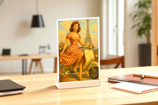 Tableau amour Paris Vespa style vintage, présentoir personnalisable k1qbj8-tb.myshopify.com presentoir acrylique chevet, presentoir ancien broadway, presentoir cadeau custom, presentoir cadeau original, presentoir logo custom idee, presentoir table de nuit idee, tableau amour paris vespa, tableau amour theatre, tableau chevet vintage, tableau enfant chambre idee, tableau table nuit mode 1920, tableau table salon francais, tableau vintage romantique