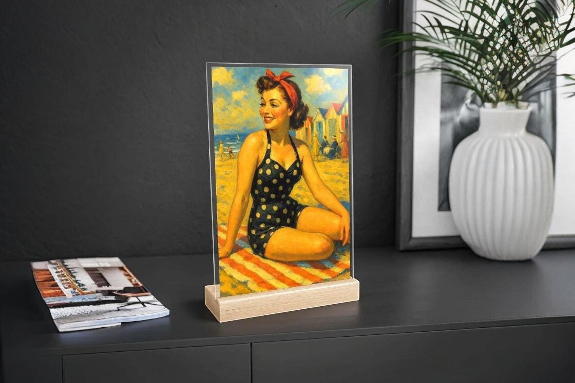 Tableau pinup femme plage style rétro, présentoir personnalisable k1qbj8-tb.myshopify.com presentoir acrylique chevet, presentoir ancien broadway, presentoir cadeau custom, presentoir cadeau original, presentoir logo custom idee, presentoir table de nuit idee, tableau amour theatre, tableau chevet vintage, tableau enfant chambre idee, tableau pinup femme, tableau table nuit mode 1920, tableau table salon francais, tableau vintage romantique