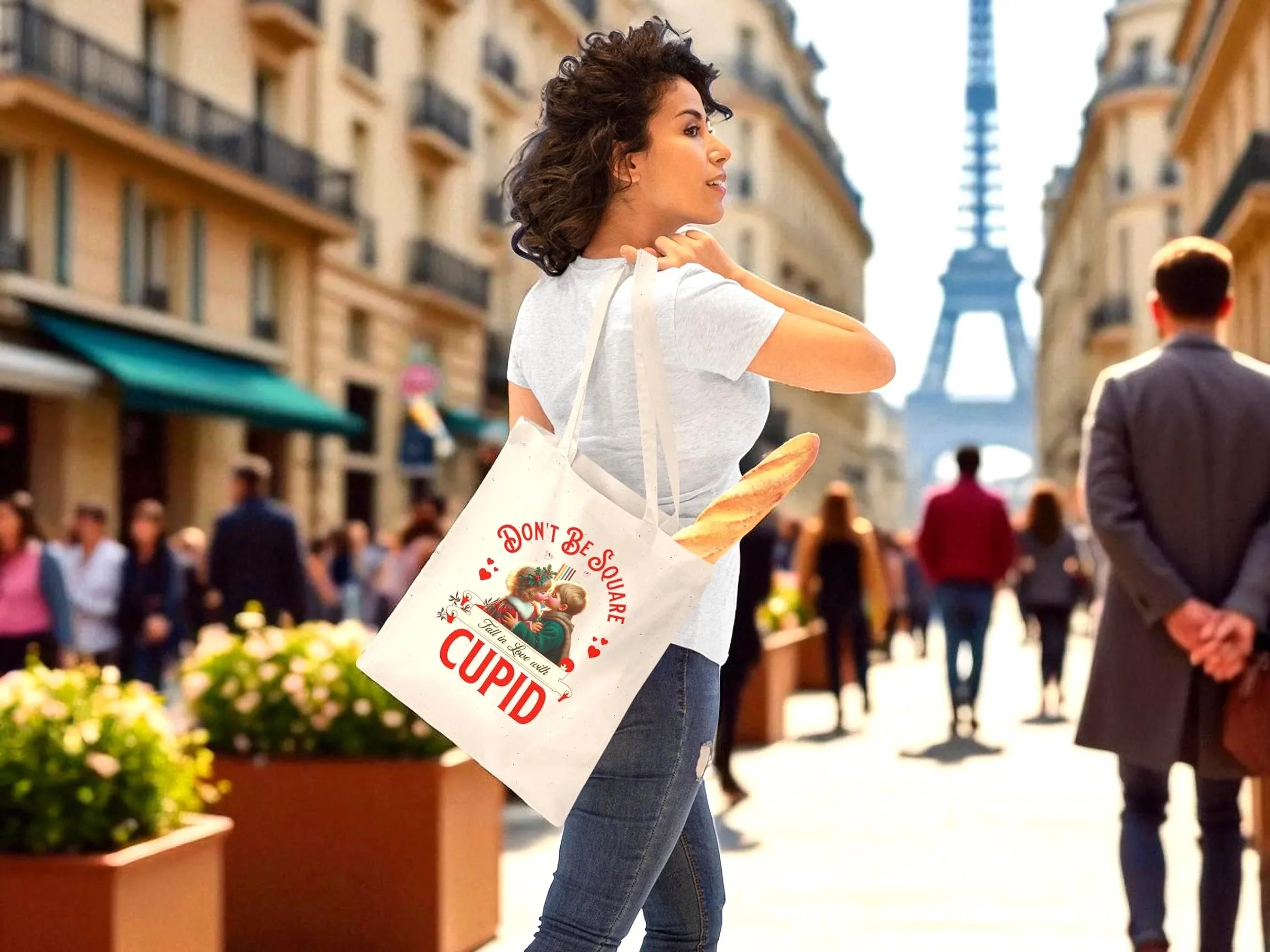 Tote bag amour enfant, vintage romantique, sac cabas en toile mode 1920 - Roaring 20s Paris