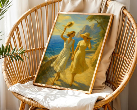 affiche vintage promenade italie bord mer, poster art mural amitié - Roaring 20s Paris