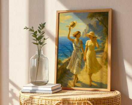 affiche vintage promenade italie bord mer, poster art mural amitié - Roaring 20s Paris