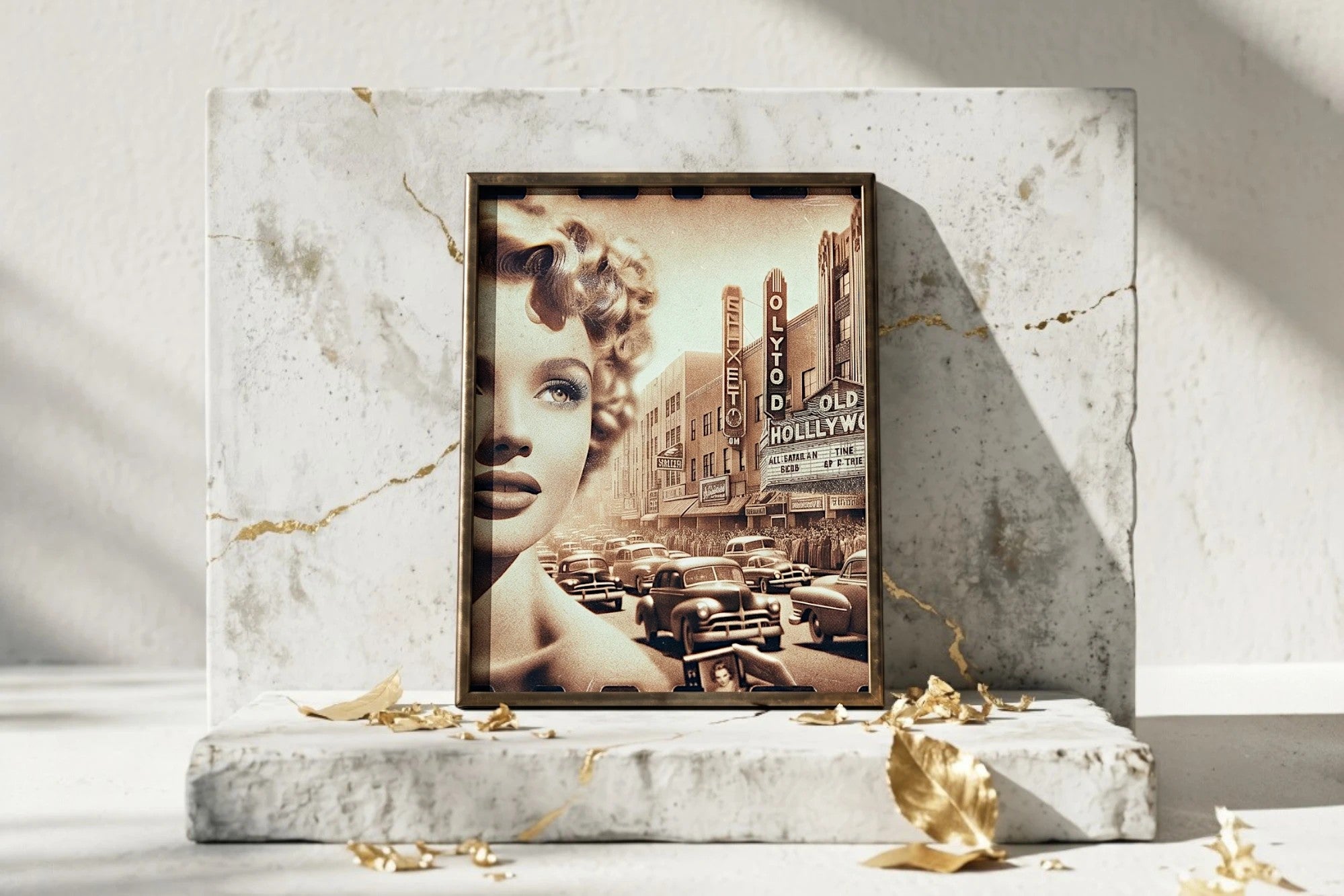Roaring 20s Paris : Affiche vintage Old Hollywood, beauté blonde rétro, cinéma classique, années 1940, ambiance glamour.