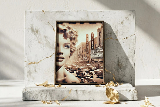 Roaring 20s Paris : Affiche vintage Old Hollywood, beauté blonde rétro, cinéma classique, années 1940, ambiance glamour.