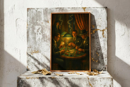 Roaring 20s Paris : Affiche ancienne de poker rétro vintage, ambiance fumeur, illustration 1920, art mural