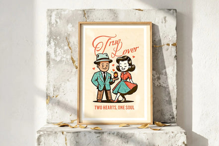 Affiche Roaring 20s Paris, art rétro couple amoureux, style vintage, homme offrant une bague à sa fiancée.