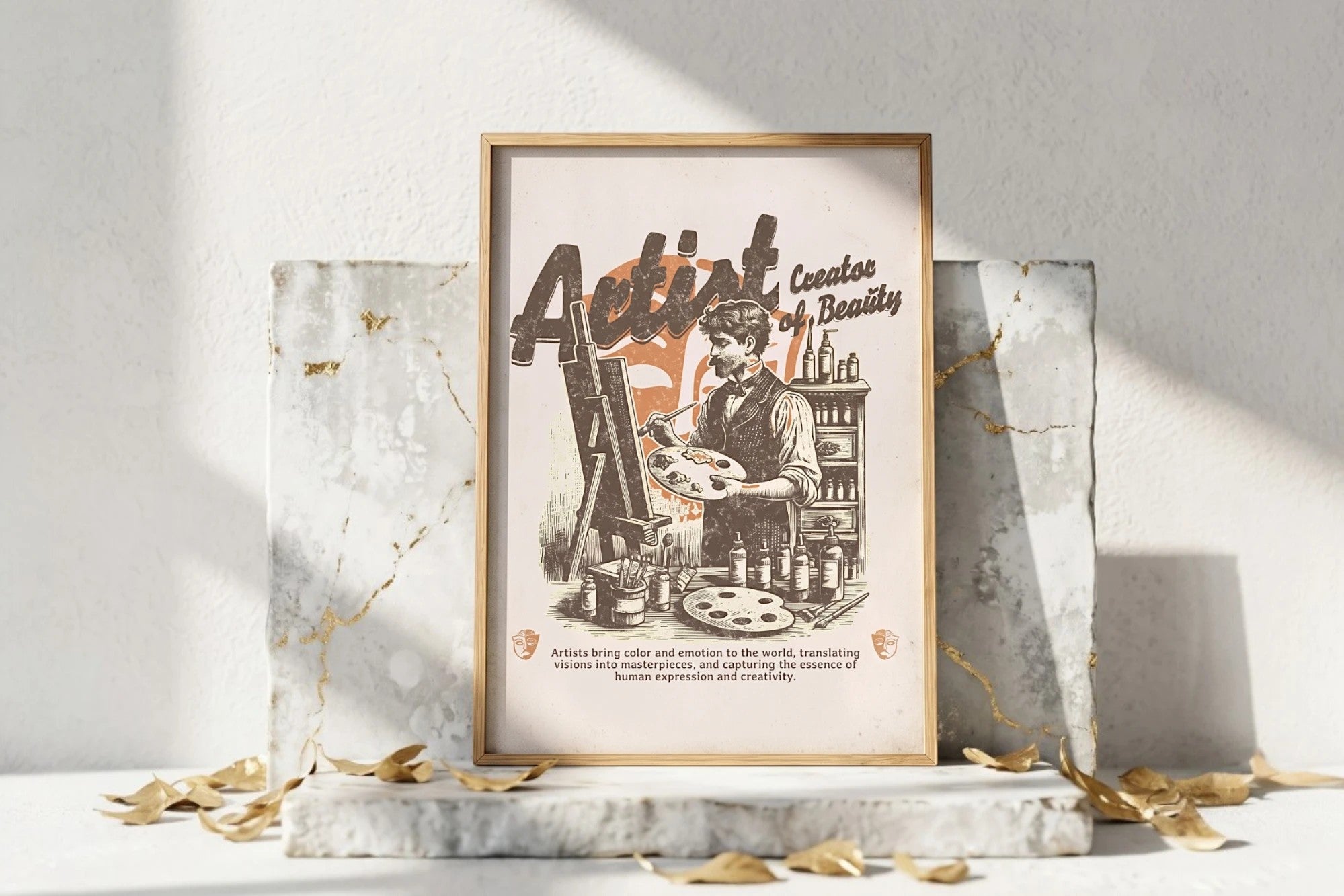 Affiche vintage Roaring 20s Paris, illustration d'un artiste peintre des années 1920 créant une œuvre d'art.