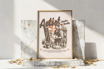 Affiche vintage Roaring 20s Paris, illustration d'un artiste peintre des années 1920 créant une œuvre d'art.