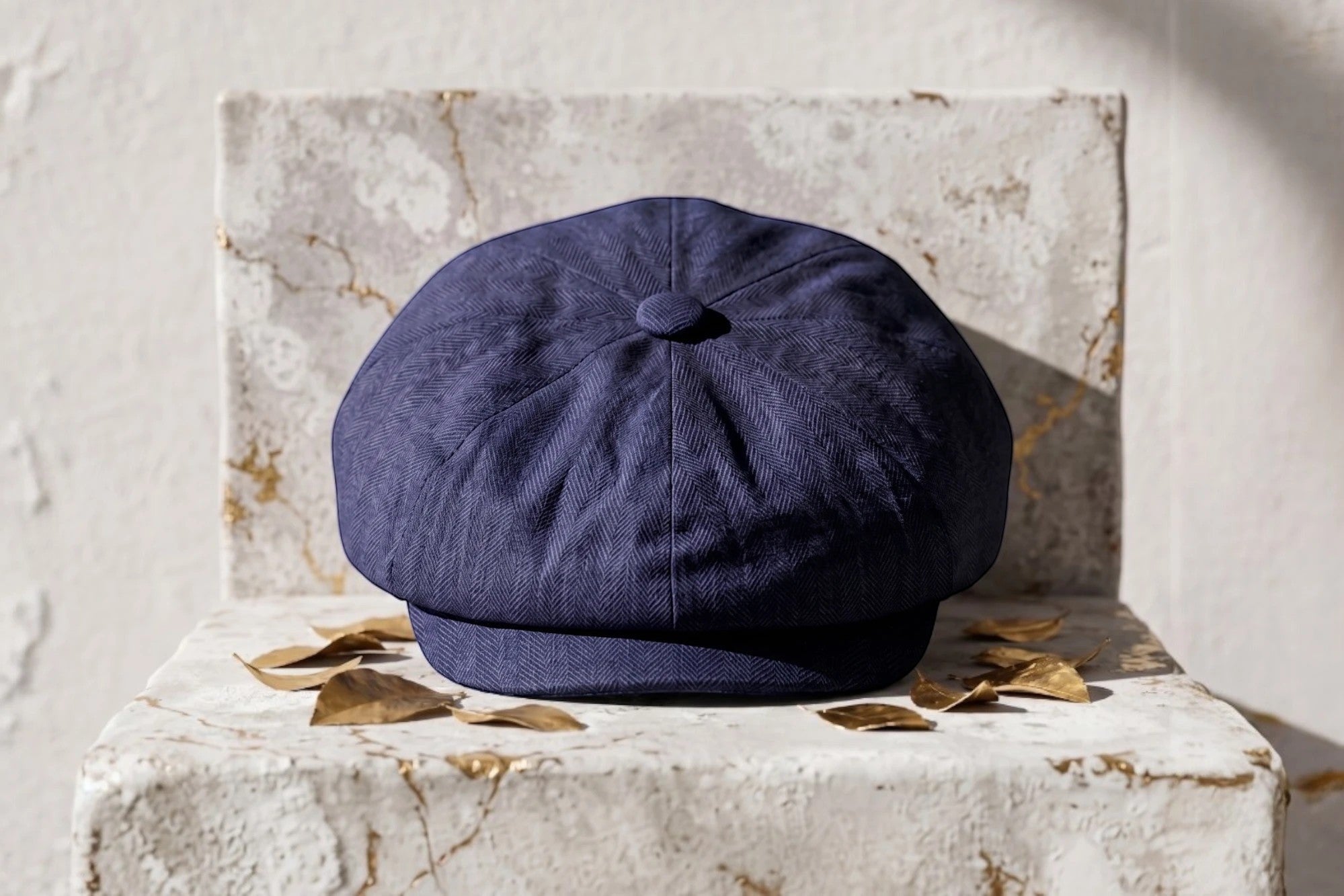 Casquette gavroche bleu marine en lin Crawley, style vintage Peaky Blinders, personnalisable, Roaring 20s Paris