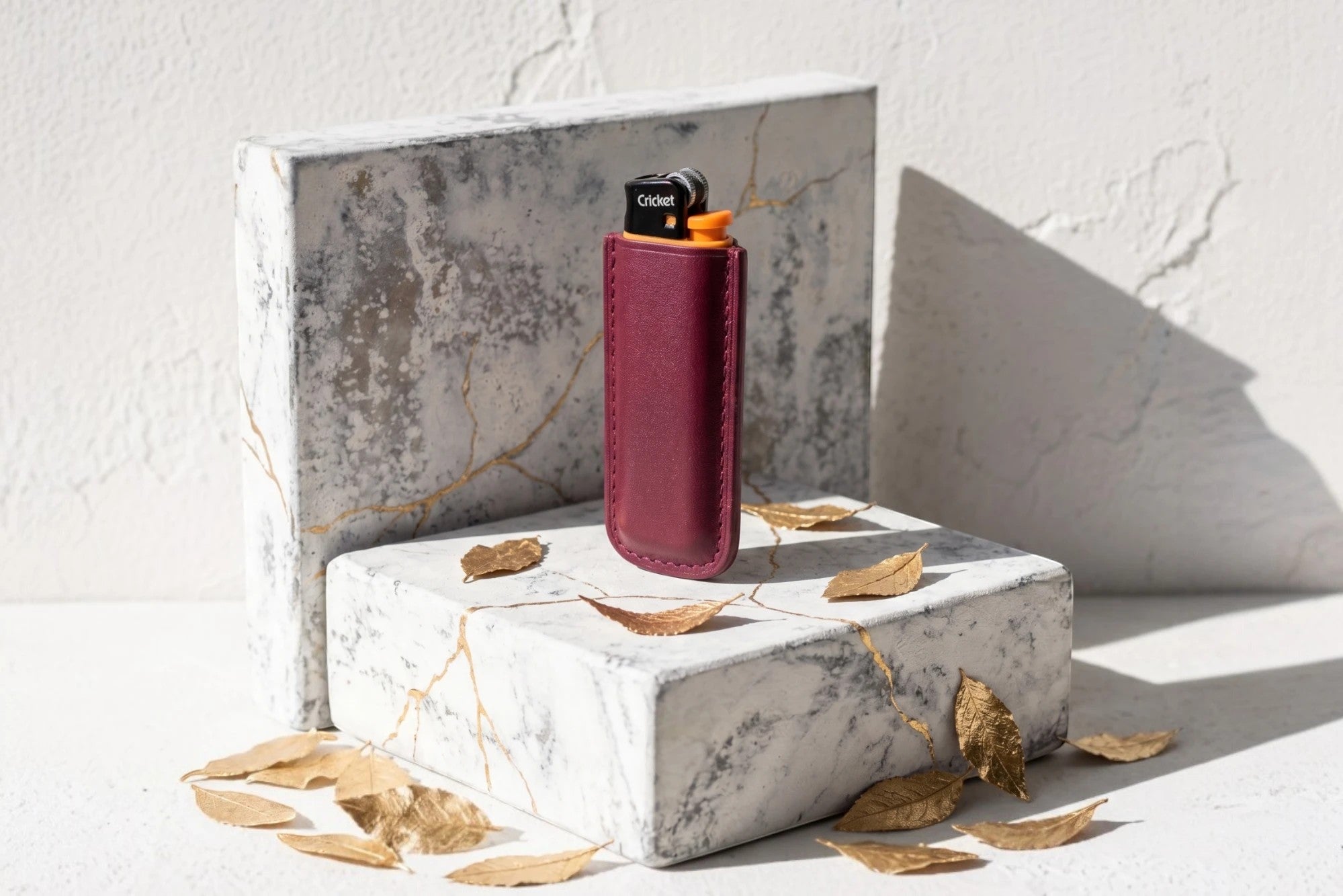 Étui briquet bic en cuir rouge bordeaux, protection personnalisée pour briquet, Roaring 20s Paris