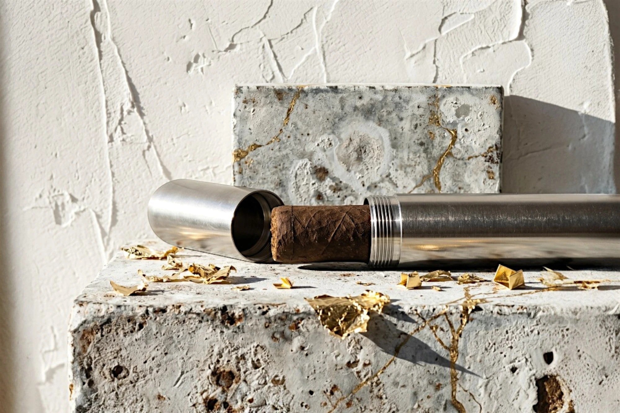 Porte-cigare Roaring 20s Paris en acier argenté, style slim et vintage, gravé personnalisé, pour un cigare.
