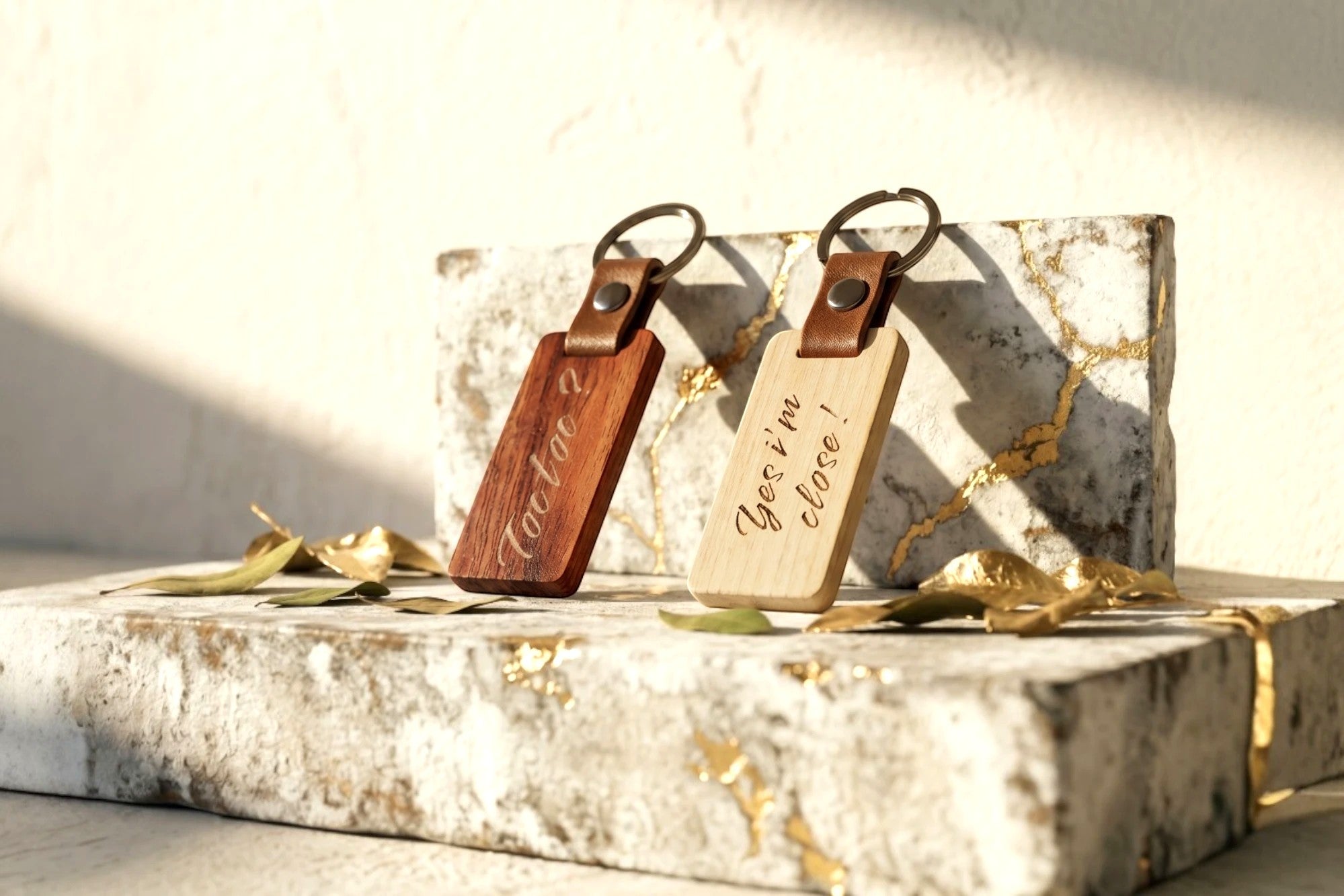 Porte-clés Roaring 20s Paris en bois gravé avec inscription 
