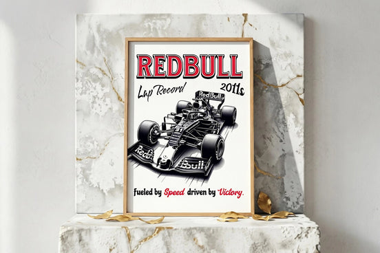Affiche Roaring 20s Paris Red Bull F1 Lap Record, voiture de course vintage, style rétro, sport automobile